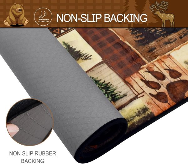 2 Pieces Bear Kitchen Rugs Non Slip Washable Kitchen Mats for Floor, Farmhouse Rustic Teddy Bear Kitchen Mat Rugs, Cushioned Anti Fatigue Kitchen Floor Mats Country Wildlife Rugs for Kitchen Bathroom - Image 6
