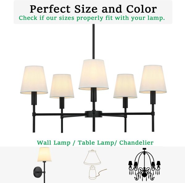 5 Pack Off White Linen Fabric Lamp Shades for PL2306/5, Perfect Fit for 5-Light Chandelier Pendant, Clip On Bulb E12 Socket, Just Lampshades No Light(Large Size, Not for Small Lights, 4.0x6.0x6.0inch) - Image 2