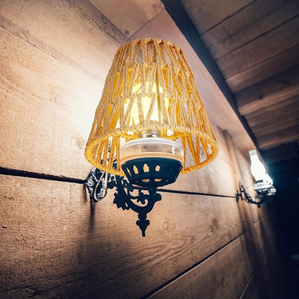 6 Pcs Small Rattan Bell Lamp Shade Boho Handwoven Barrel Rattan Lamp Shade Chandelier Shades Replacement for Table Floor Lamp Pendant Light Fixtures, 5.9" H x 5" D, 1.53" Fitter (Clip on) - Image 7