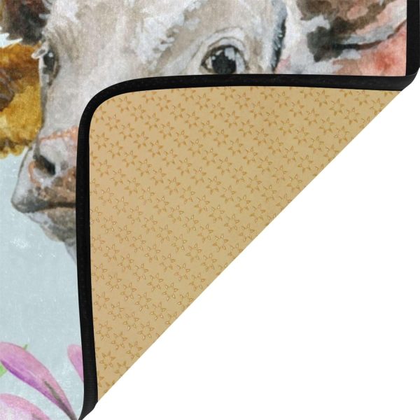 Anti Fatigue Kitchen Mat Kitchen Rugs Non Slip Soft Standing Mats Absorbent Floor Mat Bath Rug Runner Area Rug Carpet for Home Decor Indoor Outdoor, Cows Animals Flowers - Image 7