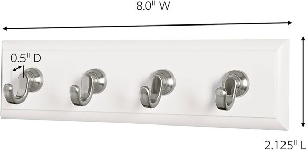 Command Key Rail, Holds up to 2 lb, 8-inch Rail with 4 Key Hooks and 6 Command Strips, Quartz, Removable Key Hooks for Entryway or Hallway, Hang Keys, Hats, Dog Leashes, and Accessories - Image 3
