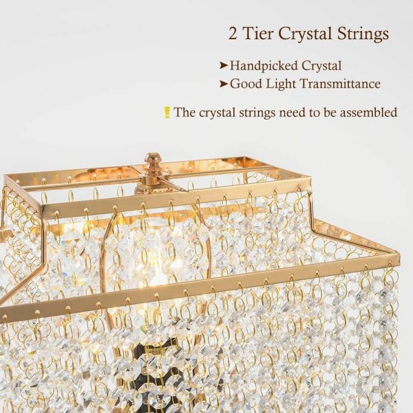 Gold Crystal Table Lamp with 2 USB Charging Ports,Touch Control Lamp with 3-Way Dimmable，Gold Desk Lamps with Elegant Crystal Shade, Nightstand Chandelier lamp for Bedroom, Living Room,End Table - Image 3