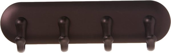 iDesign York Self Adhesive Plastic Key Rack, 4-Hook Organizer for Kitchen, Mudroom, Hallway, Entryway, 1.5" x 7" x 5.5" - Bronze - Image 2