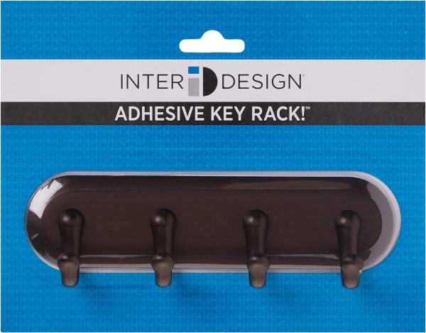iDesign York Self Adhesive Plastic Key Rack, 4-Hook Organizer for Kitchen, Mudroom, Hallway, Entryway, 1.5" x 7" x 5.5" - Bronze - Image 4