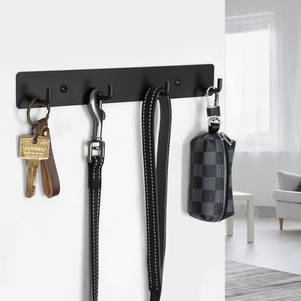Key Holder for Wall Set of 2 Adhesive Key Holder Stainless Steel 3 Key Hooks Holder Rack Modern Key Hooks Hanger for Wall Home Kitchen Entryway Hallway Office Cabinet Bathroom (Black) - Image 3