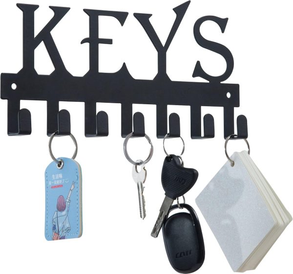 Keys Holder for Wall Metal Vintage Keys Hook-25cm*12.8cm Home Decor Key Hanger Decorative with 7 Hooks,Black