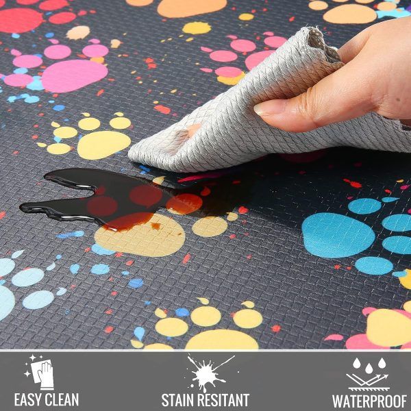 Kitchen Anti Fatigue Mat Set of 2,Waterproof Non-Skid Cushioned Kitchen Floor Mat Comfort Standing Mat for Kitchen, Home, Office, Sink, Laundry, Colorful Paws (Multicolor) - Image 3