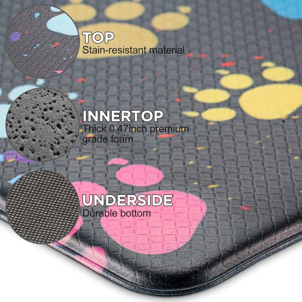 Kitchen Anti Fatigue Mat Set of 2,Waterproof Non-Skid Cushioned Kitchen Floor Mat Comfort Standing Mat for Kitchen, Home, Office, Sink, Laundry, Colorful Paws (Multicolor) - Image 5