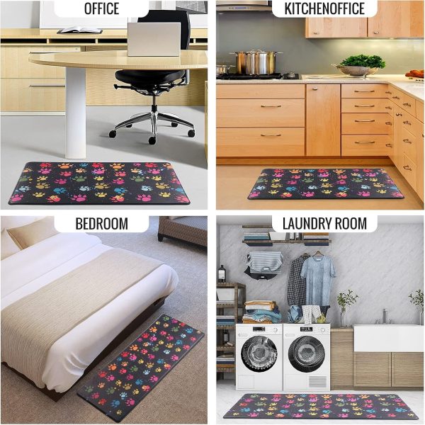 Kitchen Anti Fatigue Mat Set of 2,Waterproof Non-Skid Cushioned Kitchen Floor Mat Comfort Standing Mat for Kitchen, Home, Office, Sink, Laundry, Colorful Paws (Multicolor) - Image 7
