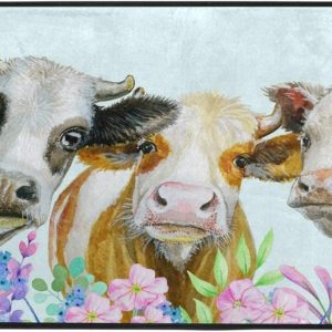 Kitchen Mat Watercolor Cows Animal Kitchen Rug Mat Anti-Fatigue Comfort Floor Mat Non Slip Oil Stain Resistant Easy to Clean Kitchen Rug Bath Rug Carpet for Indoor Outdoor Doormat
