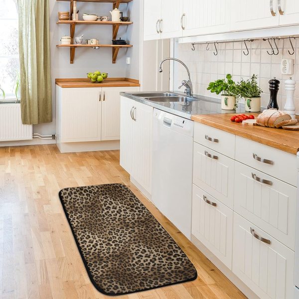 Kitchen Rugs Animal Print Anti Fatigue Non Slip Floor Mat, Leopard Print Kitchen Mats Standing Mats Bath Rug Runner Doormats Farmhouse Carpet for Home Indoor Outdoor 39" X 20" - Image 4