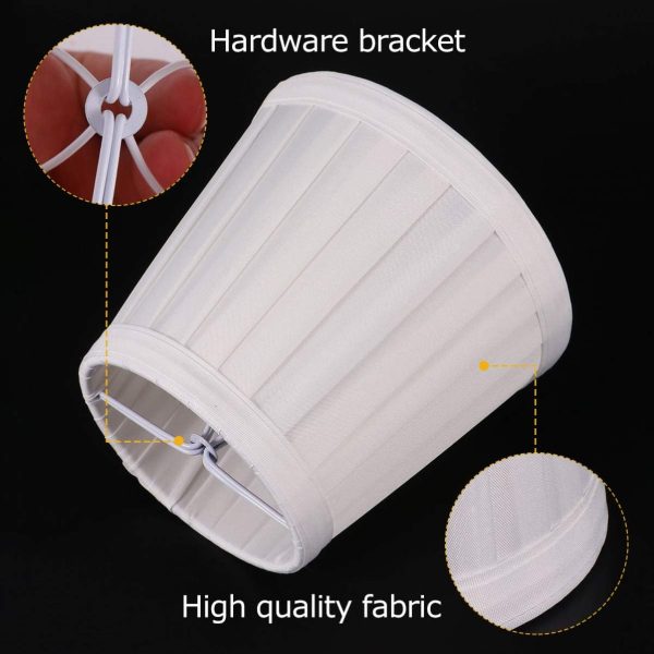 Night Light Bulb White Fabric Lamp Shade Burlap Clip On Chandelier Lamp Shades Bedroom Lamp Shade Linen Lampshade for Table Chandelier Wall Lamp Decorative Light Bulb - Image 2
