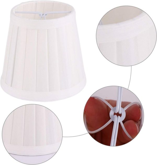 Night Light Bulb White Fabric Lamp Shade Burlap Clip On Chandelier Lamp Shades Bedroom Lamp Shade Linen Lampshade for Table Chandelier Wall Lamp Decorative Light Bulb - Image 5