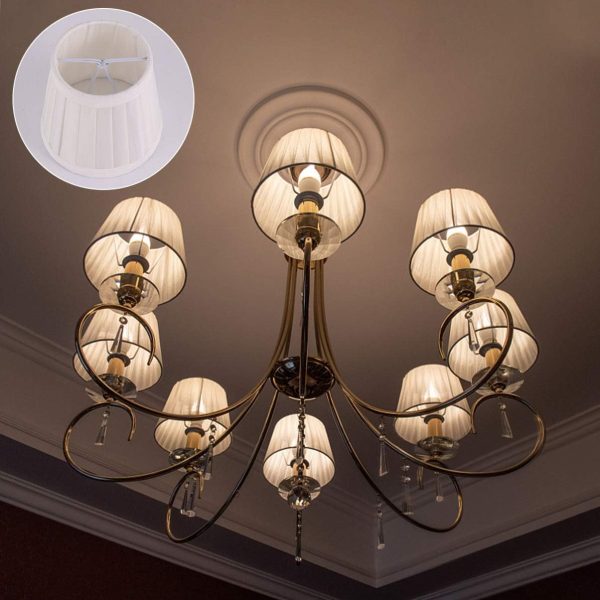 Night Light Bulb White Fabric Lamp Shade Burlap Clip On Chandelier Lamp Shades Bedroom Lamp Shade Linen Lampshade for Table Chandelier Wall Lamp Decorative Light Bulb - Image 9