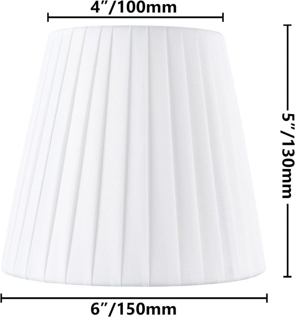 Set of 6 Natural Linen White Clip On Chandelier Lamp Shades For Chandeliers, Wall Lamps, And Other Lighting Fixtures Using E12 Bulbs 4 * 6 * 5 Inch - Image 2