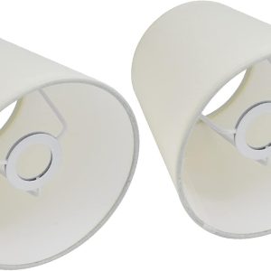 Small Lamp Shade Set of 2, Chandelier Mini Lamp Shade Light Shades for Lamps Barrel Fabric Lampshade for Table Lamp and Floor(White)