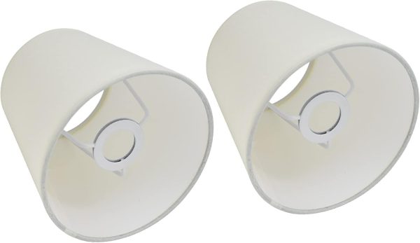 Small Lamp Shade Set of 2, Chandelier Mini Lamp Shade Light Shades for Lamps Barrel Fabric Lampshade for Table Lamp and Floor(White)