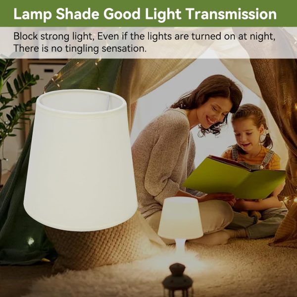 Small Lamp Shade Set of 2, Chandelier Mini Lamp Shade Light Shades for Lamps Barrel Fabric Lampshade for Table Lamp and Floor(White) - Image 3