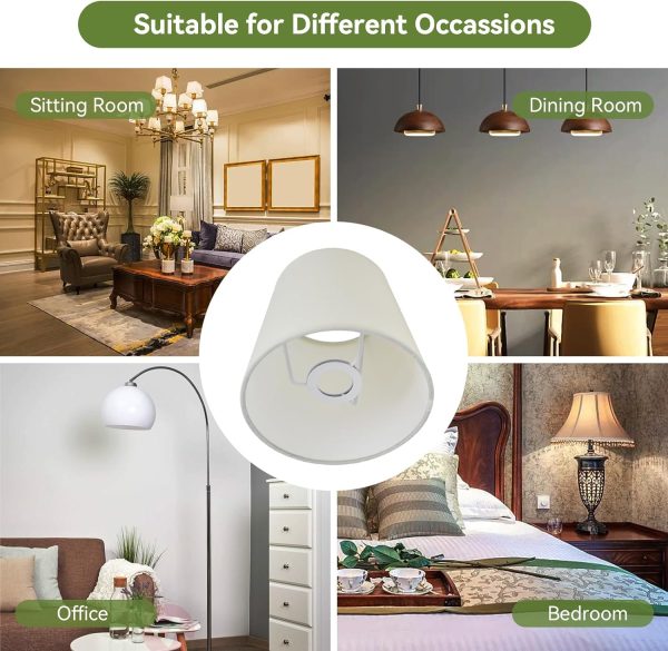 Small Lamp Shade Set of 2, Chandelier Mini Lamp Shade Light Shades for Lamps Barrel Fabric Lampshade for Table Lamp and Floor(White) - Image 6