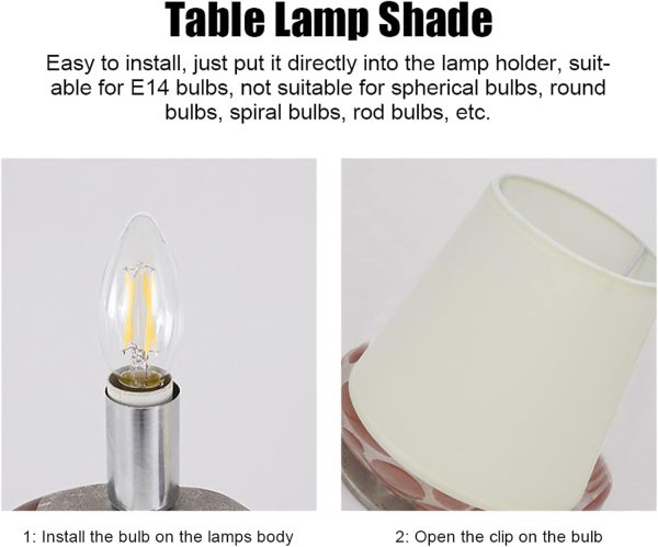 Small Lamp Shade Set of 2, Chandelier Mini Lamp Shade Light Shades for Lamps Barrel Fabric Lampshade for Table Lamp and Floor(White) - Image 8