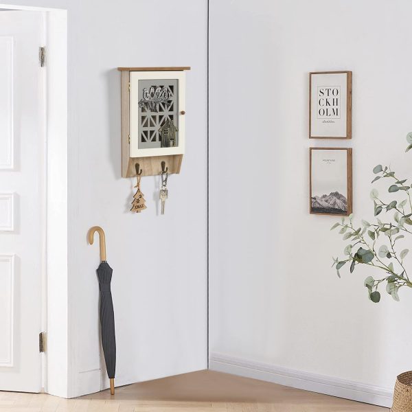 Wooden Key Holder for Wall Key Cabinet, Decorative Key Box Key Hooks Wall Mounted Key Hangers Key Storage Rack with 8 Hooks for Home Decor Office Entryway Hallway Bedroom Living Room - Image 9